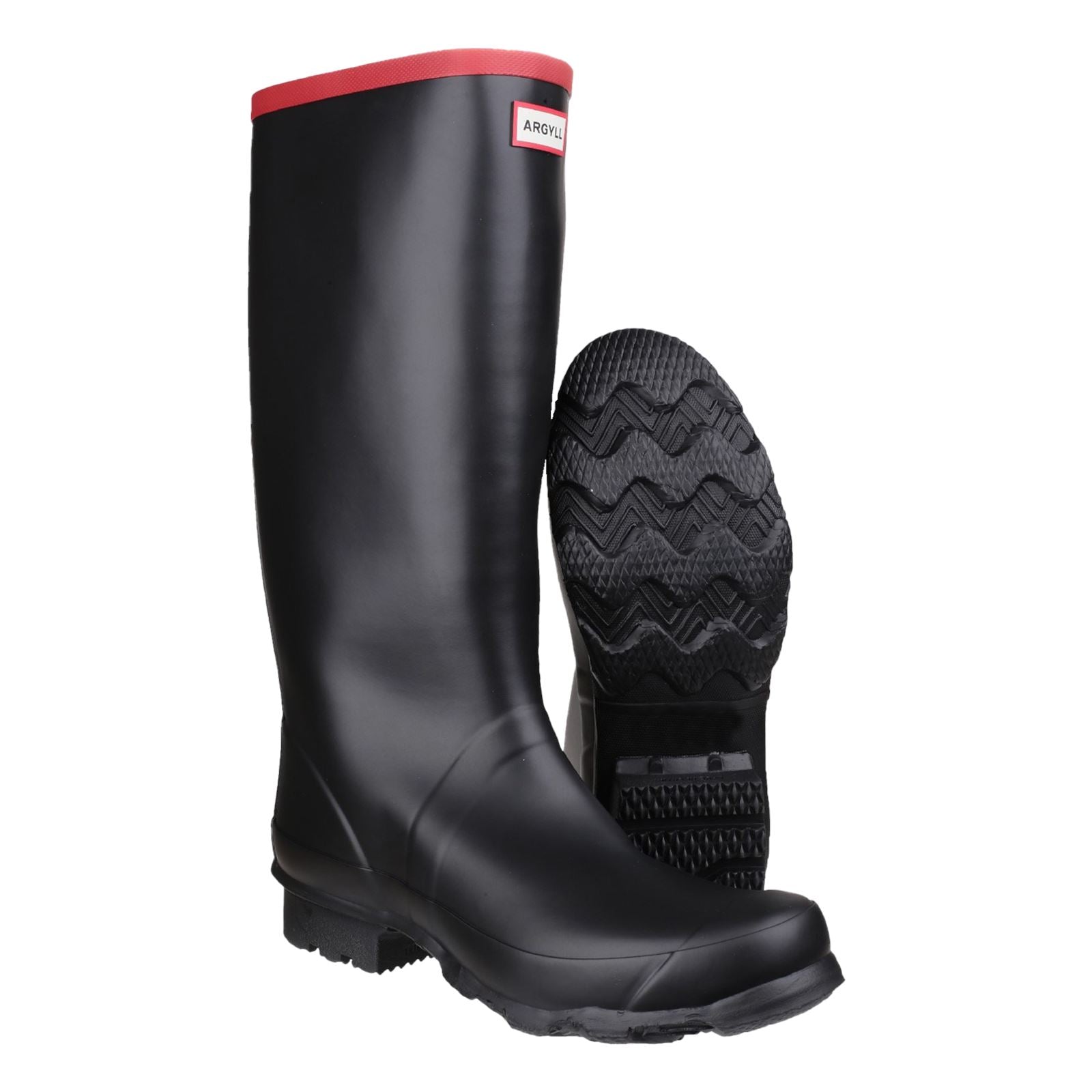 Hunter Argyll Full Knee Bottes En Caoutchouc Noires Wellington