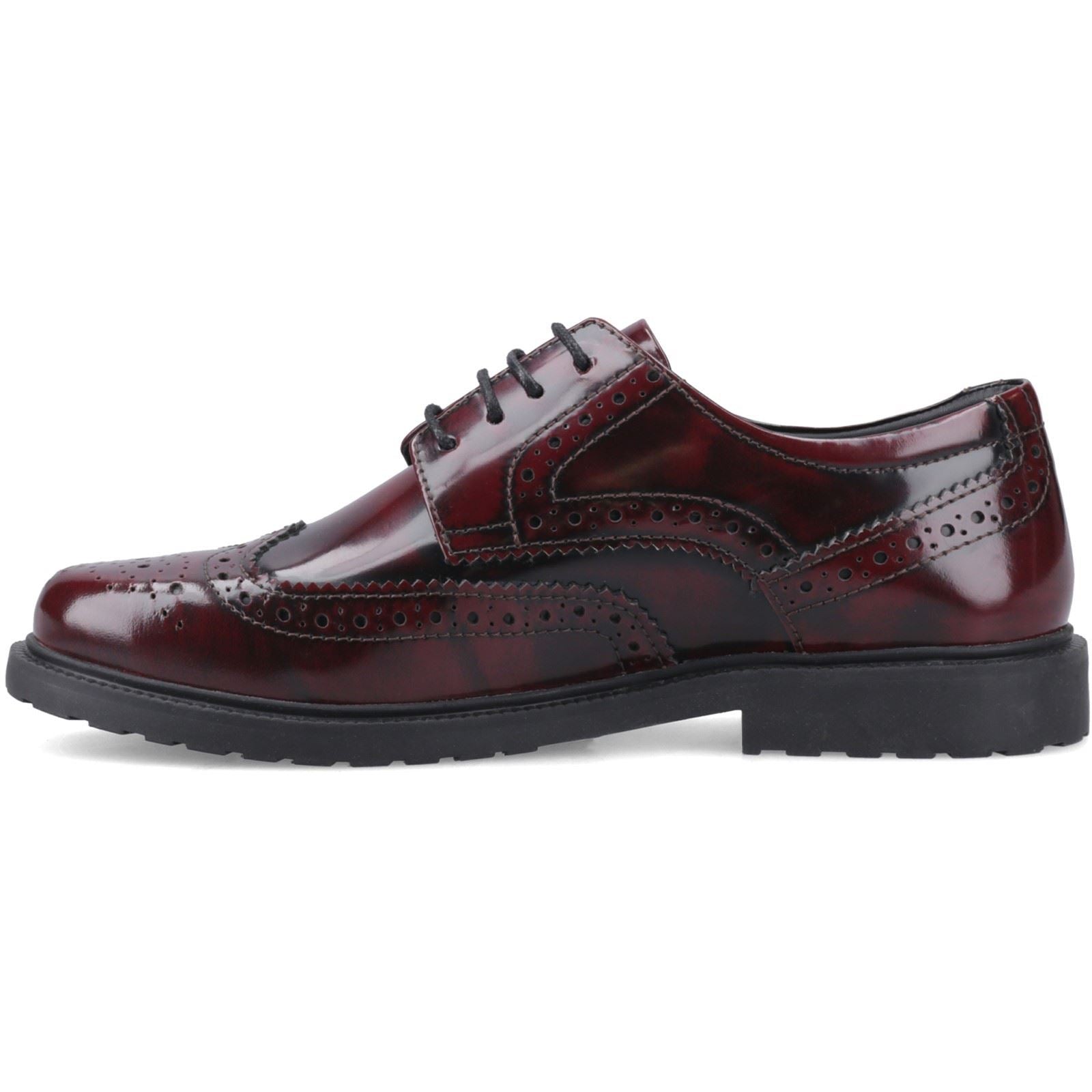 Hush Puppies Verity Hi-Shine Chaussures À Lacets Pour Femmes En Cuir Bordeaux