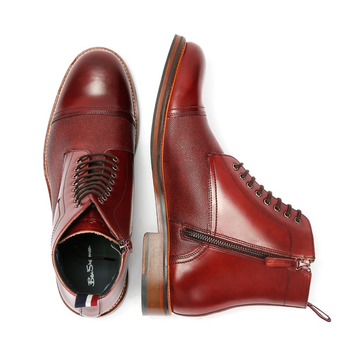 Ben Sherman Harrington Bottines En Cuir Rouges Pour Homme