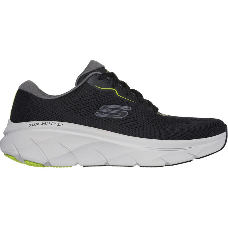 Skechers D'Lux Walker 2.0 Baskets Pour Hommes En Synthétique Noir Et Vert Citron