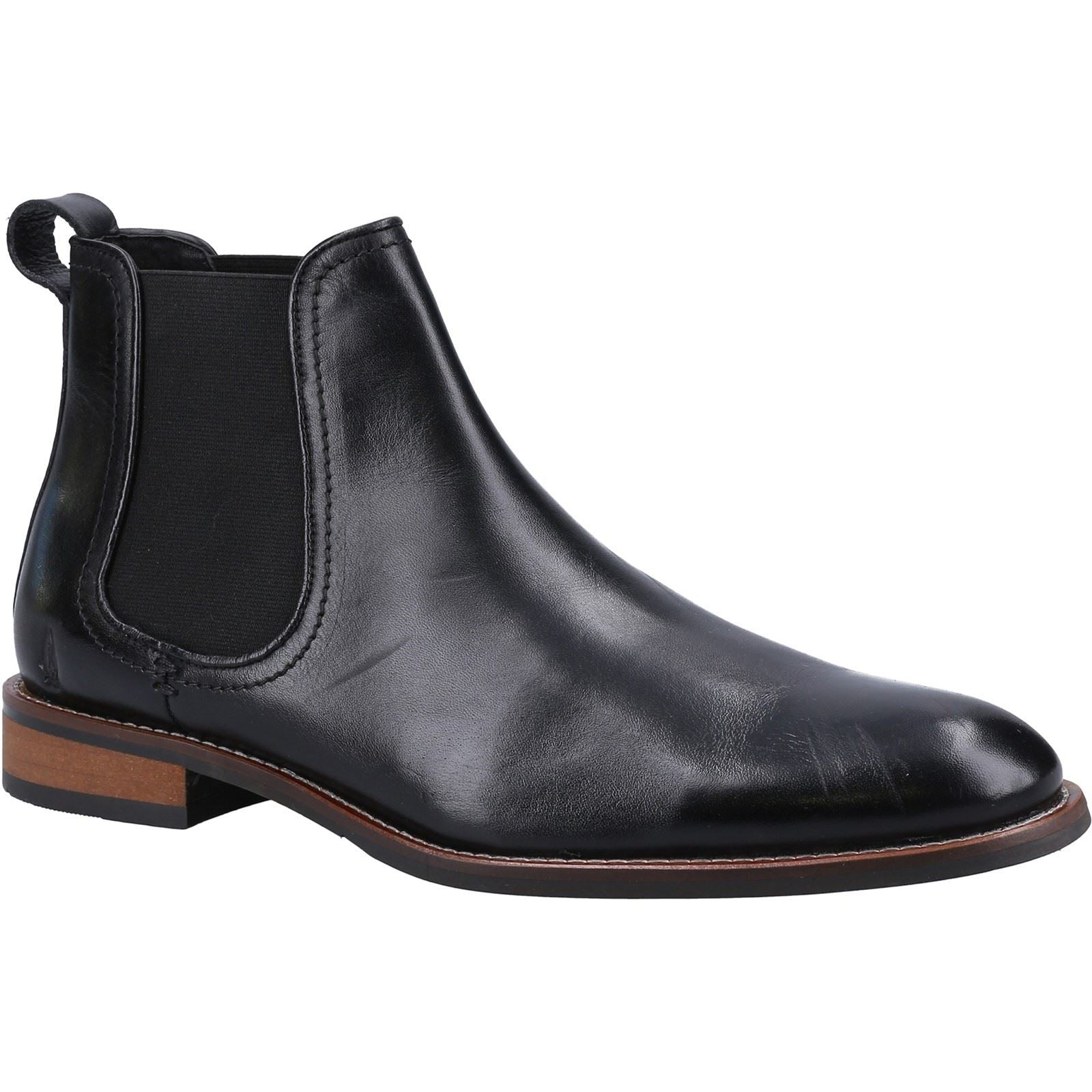 Hush Puppies Diego Chelsea Bottes En Cuir Noires Pour Hommes