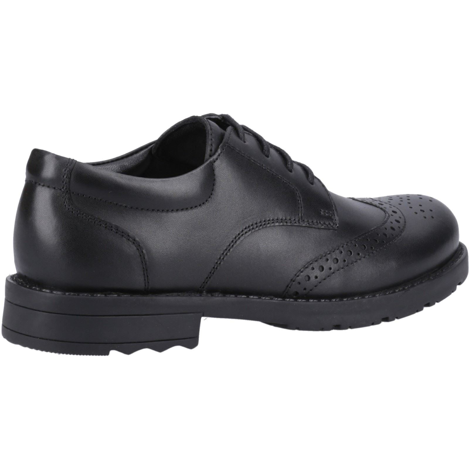 Hush Puppies Brian Senior Chaussures Brogues Noires Pour Garçons En Cuir