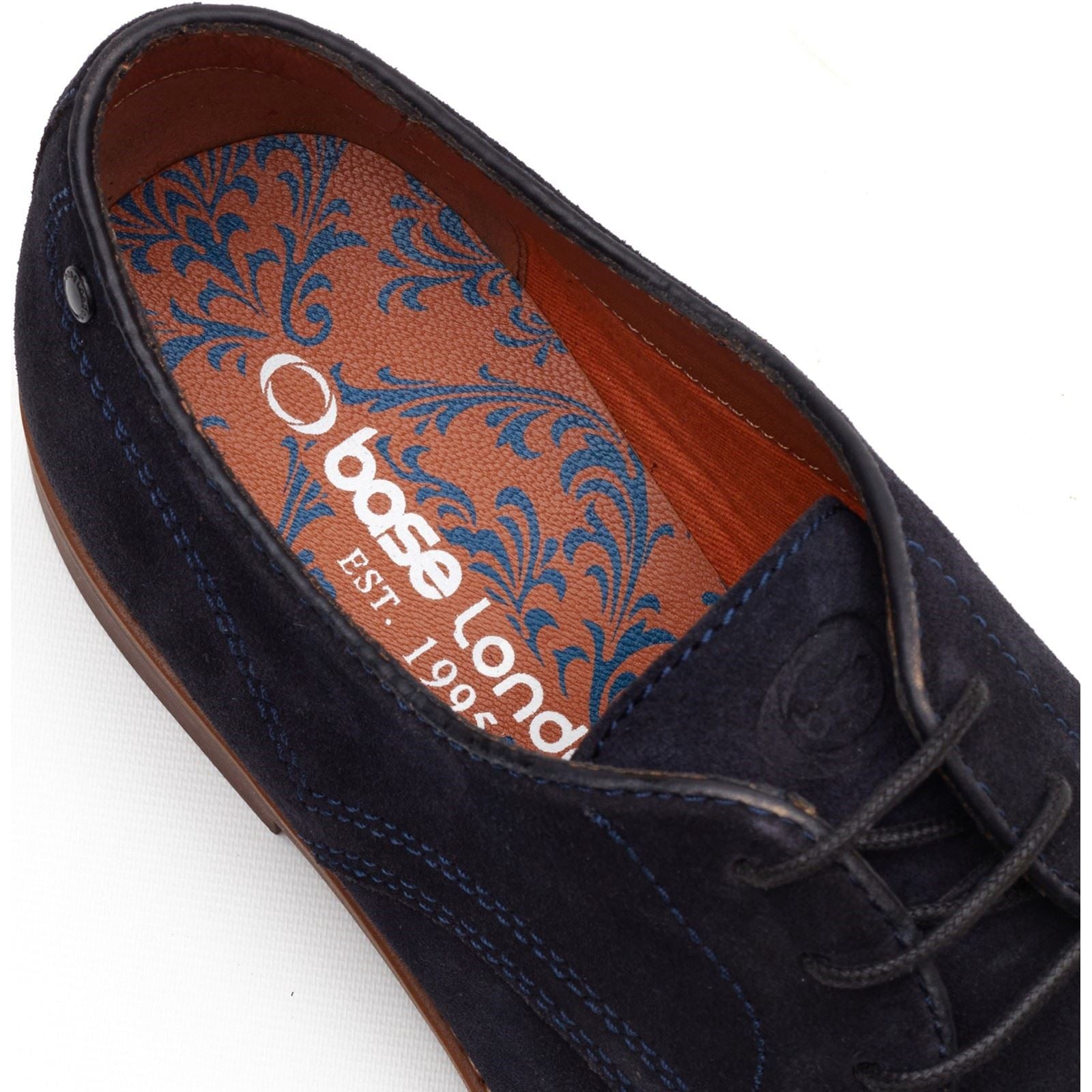 Base London Strand Lace Up Chaussures À Lacets En Cuir Pour Hommes Bleu Marine