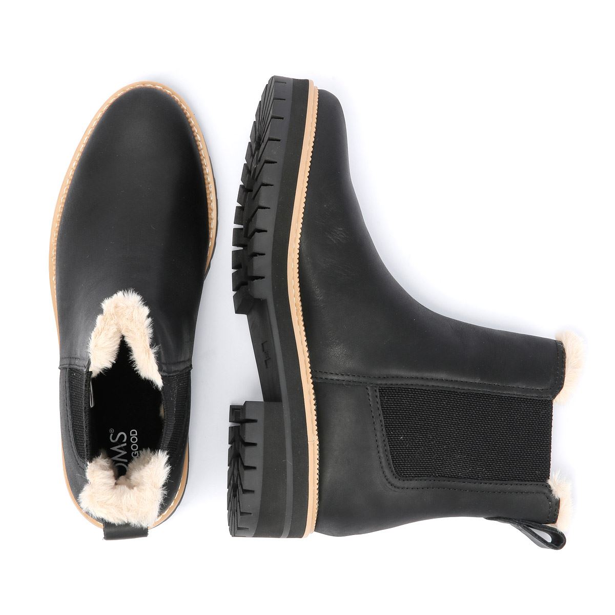 TOMS Bennet Bottes Noires En Cuir Pour Femmes