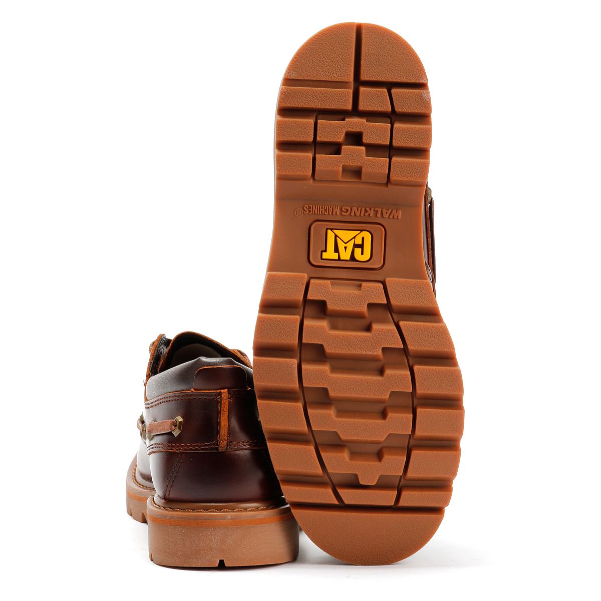 Caterpillar Colorado Boat Lo Chaussures En Cuir Pour Hommes Brunes À Lacets