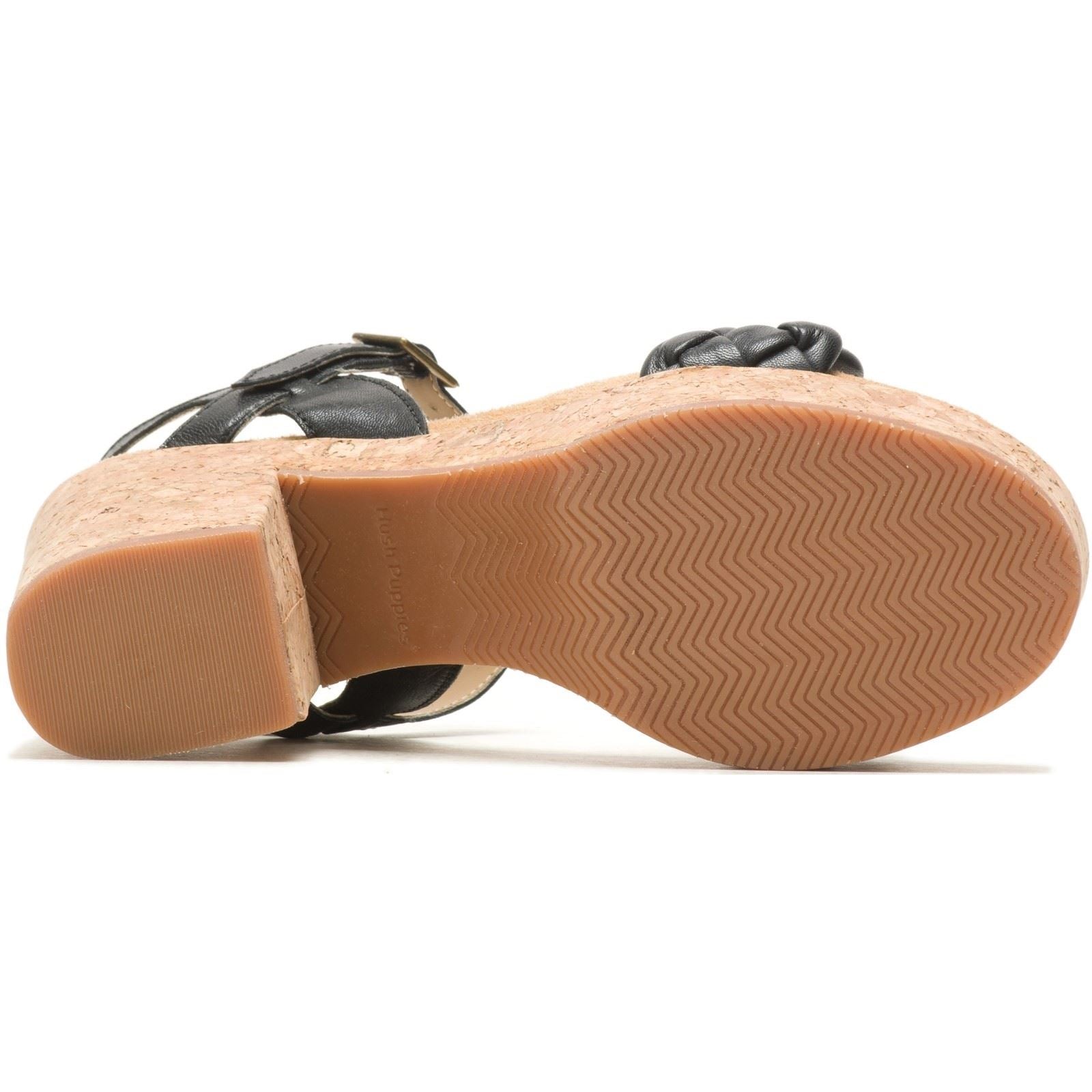 Hush Puppies Poppy Quarter Strap Sandales Noires Pour Femmes En Cuir
