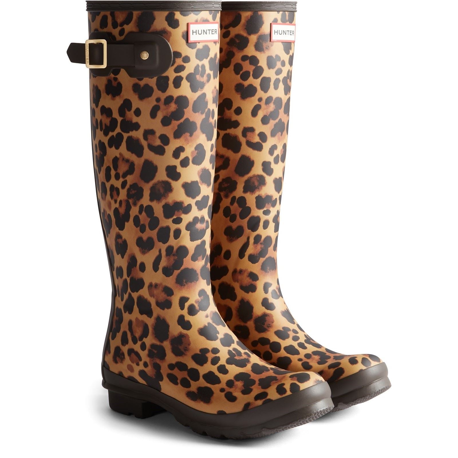 Hunter Womens Original Tall Leopard Boot Bottes En Caoutchouc Pour Femmes Imprimé Léopard/Marron Chocolat