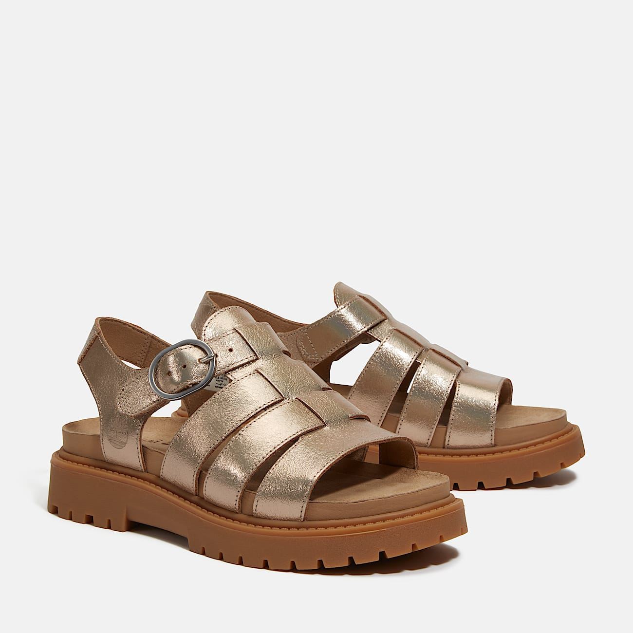 Timberland Clairemont Way Fisherman Sandales En Cuir Doré Pour Femme