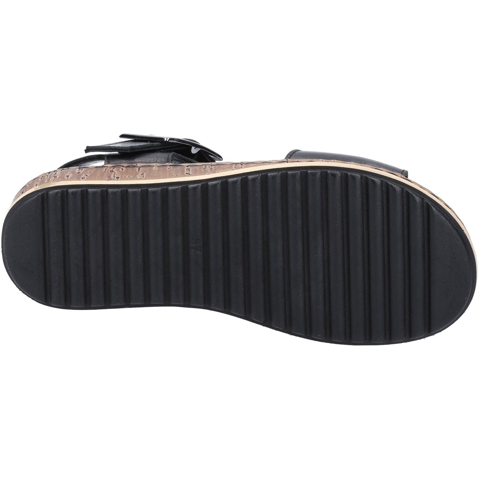 Hush Puppies Ellie Wide Sandales Noires Pour Femmes En Cuir