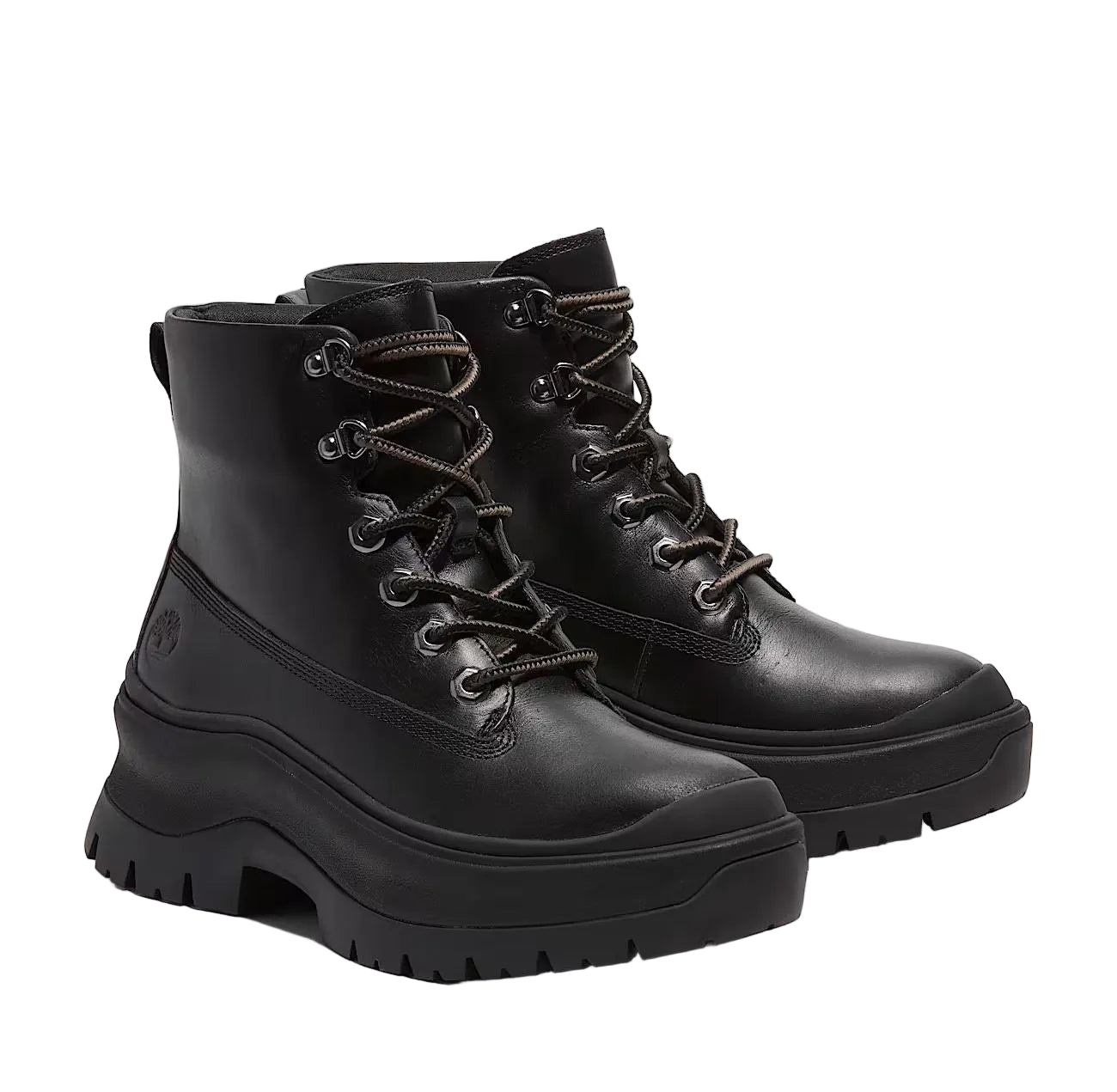 Timberland Roxie Lane Mid Lace Bottes Noires En Cuir Pour Femmes