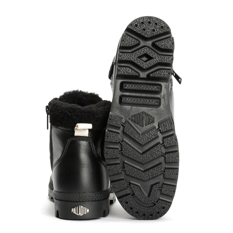 Palladium Pampa HI Snow Warm Bottes En Cuir Noires Pour Femmes