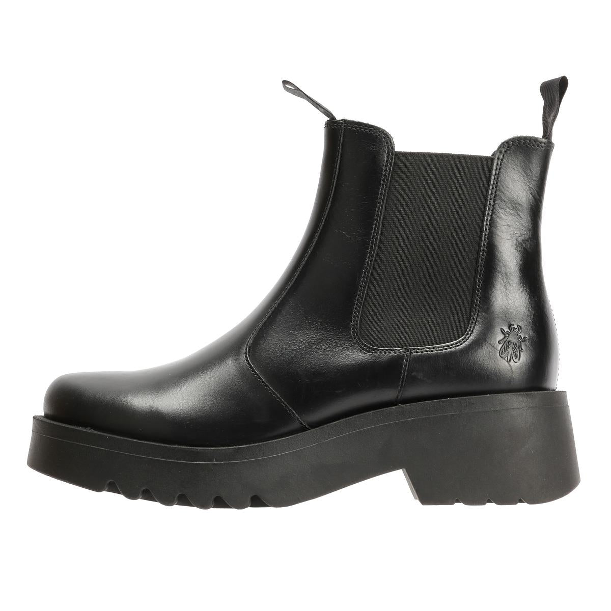 Fly London Medi Bottes En Cuir Noires Pour Femmes