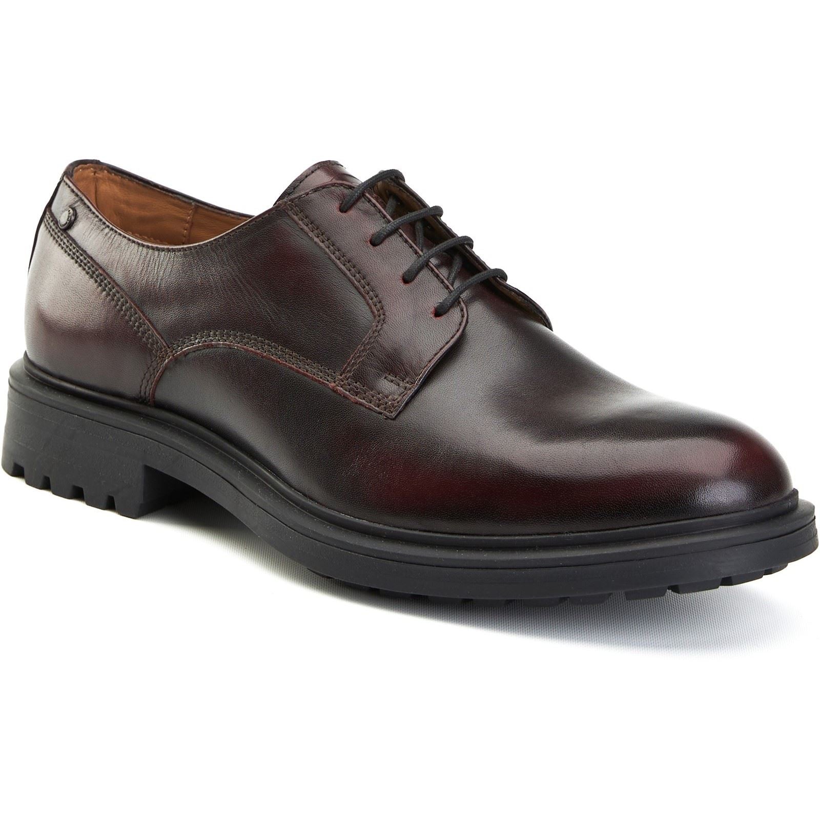 Base London Locke Chaussures En Cuir À Lacets Pour Hommes En Bordo