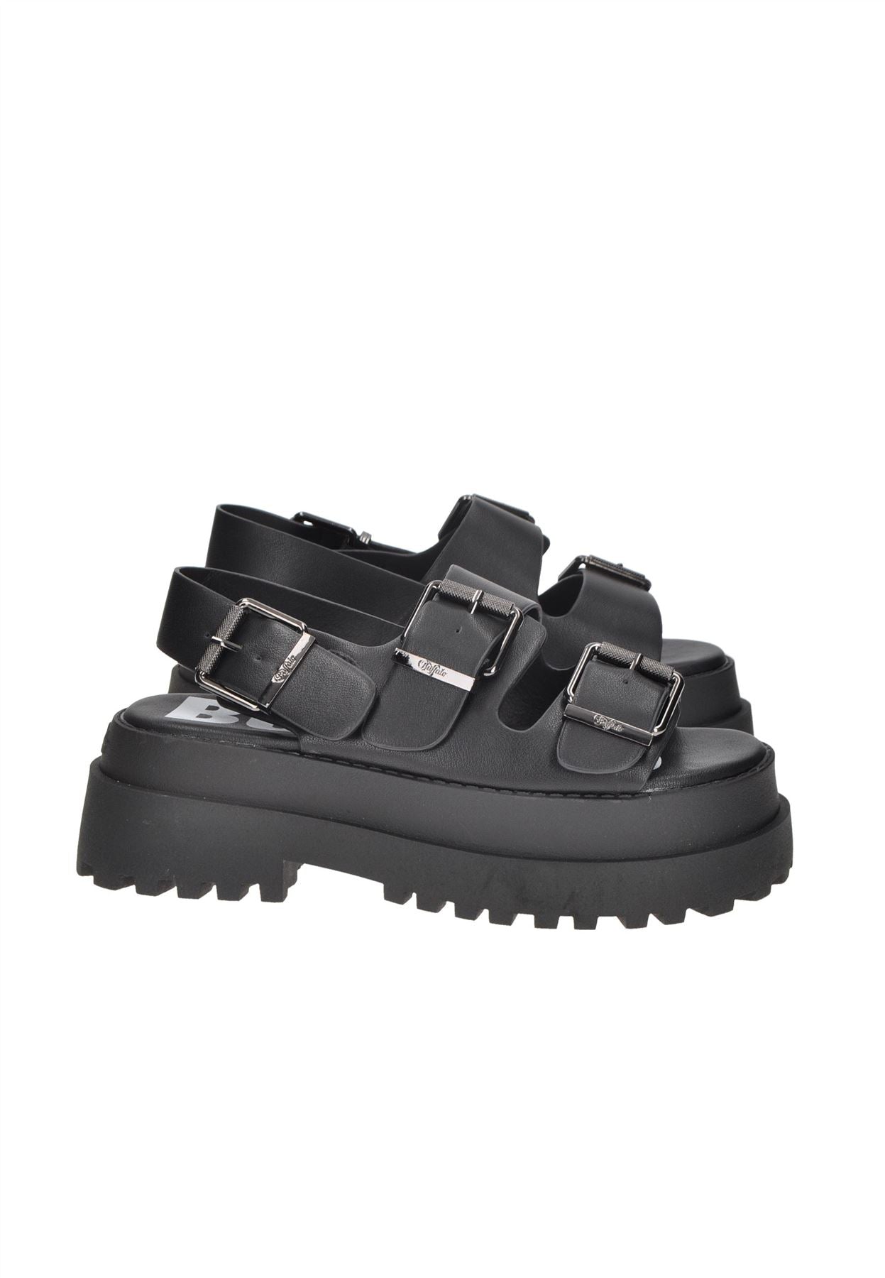 Buffalo Pluto Ari Sandales Noires Pour Femmes