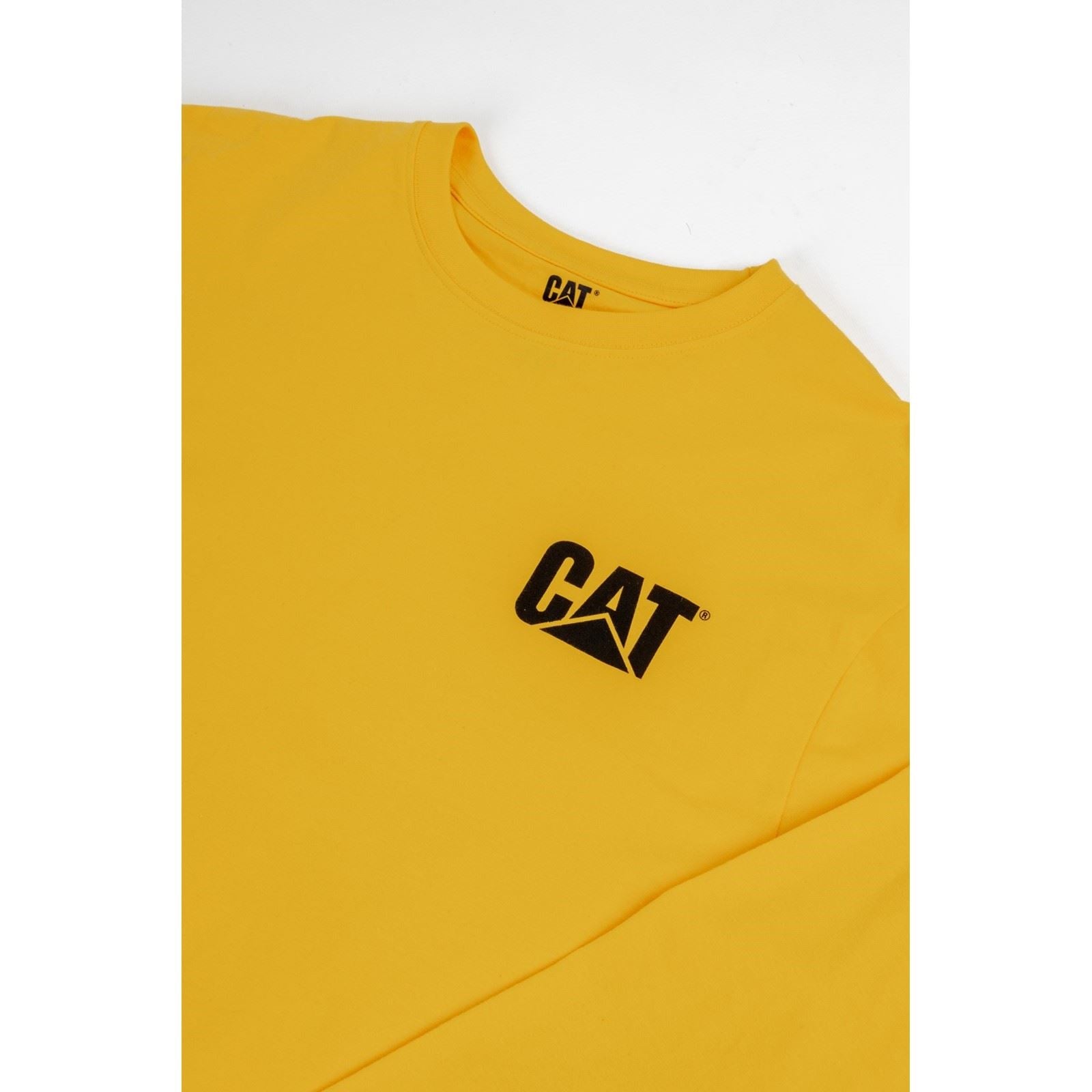 Caterpillar Trademark Banner Long Sleeve T-Shirt Jaune En Coton Pour Homme