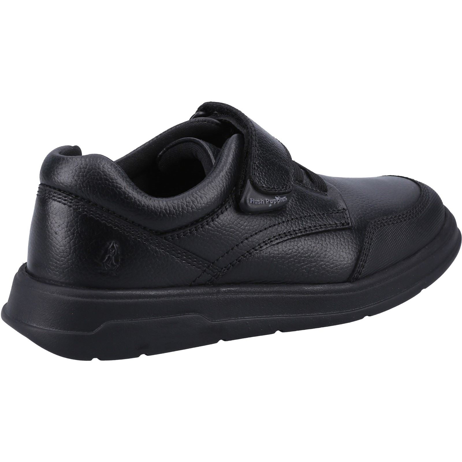 Hush Puppies Rowan SNR Chaussures Noires Pour Garçons En Cuir À Lacets