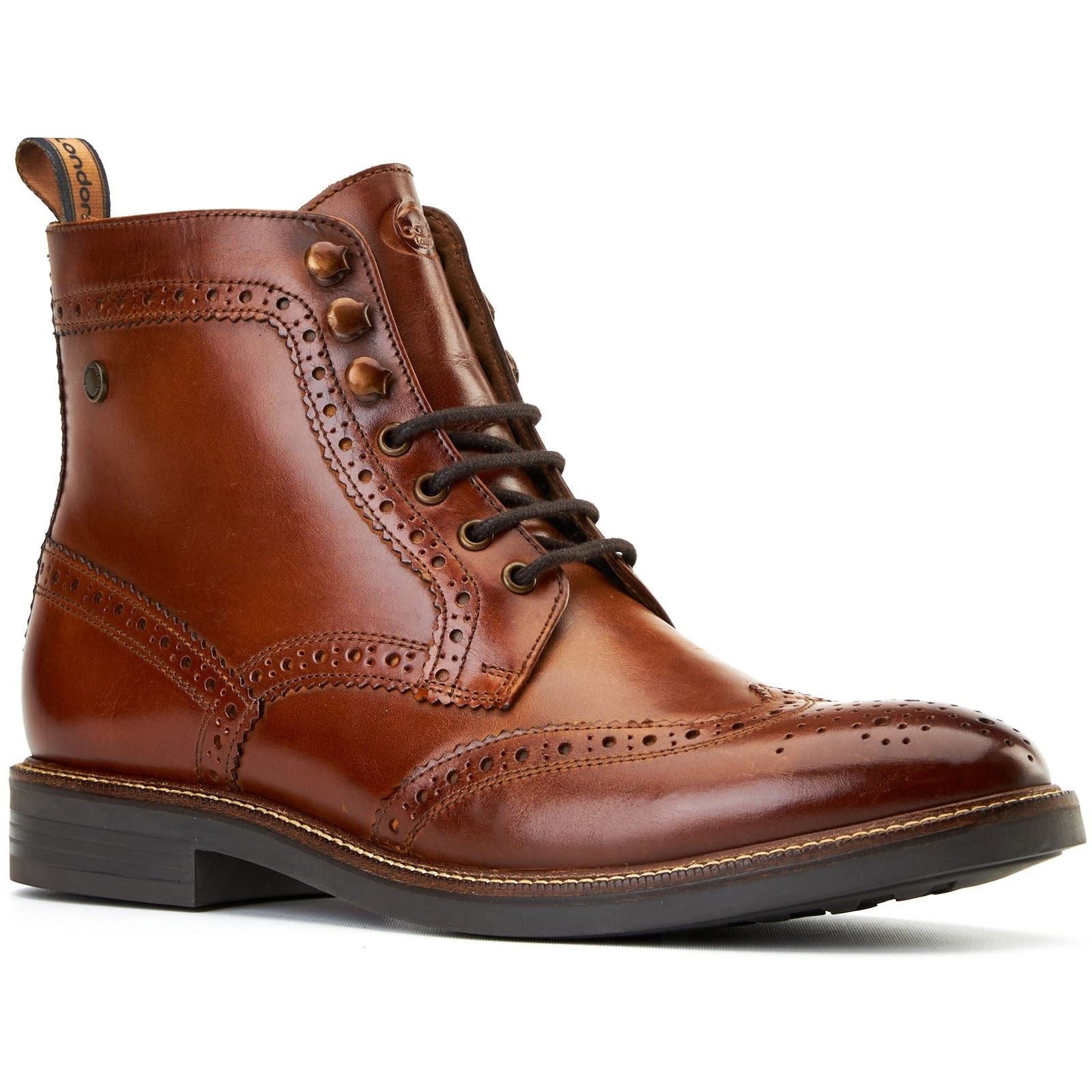 Base London Bristol Chaussures Richelieu En Cuir Brûlé Pour Hommes