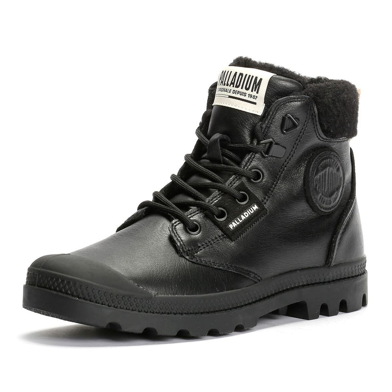Palladium Pampa HI Snow Warm Bottes En Cuir Noires Pour Femmes