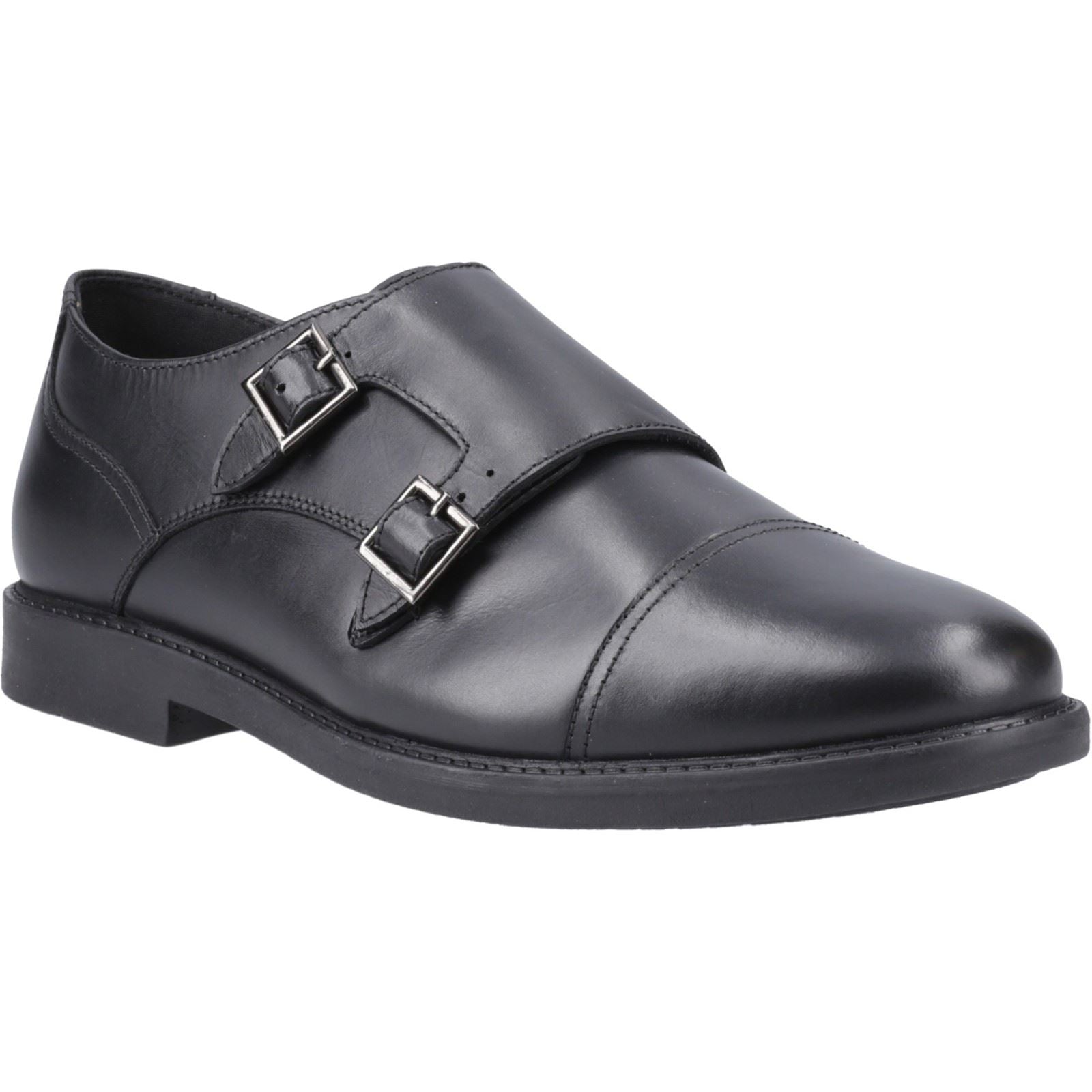 Hush Puppies Tim Monk Chaussures Noires Pour Garçons En Cuir
