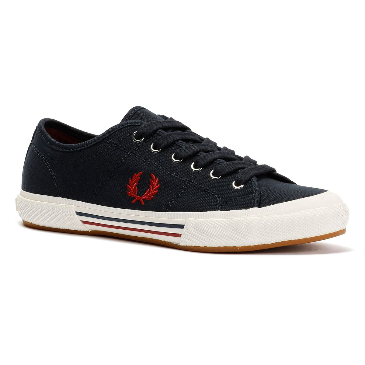 Fred Perry B708 Vintage Tennis Baskets Bleues En Toile Pour Hommes
