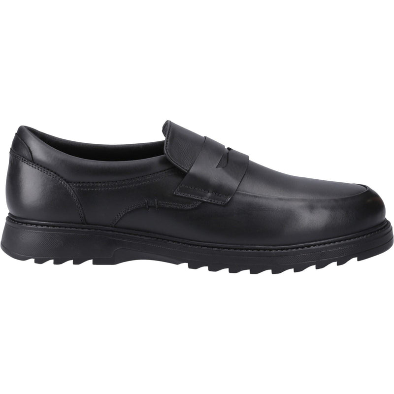 Hush Puppies Rocco Loafer Chaussures Noires Pour Garçons En Cuir