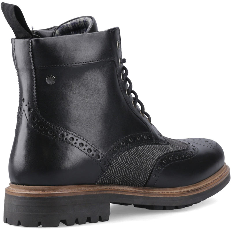 Hunter Loch Brogue Bottines En Cuir Pour Hommes Noires