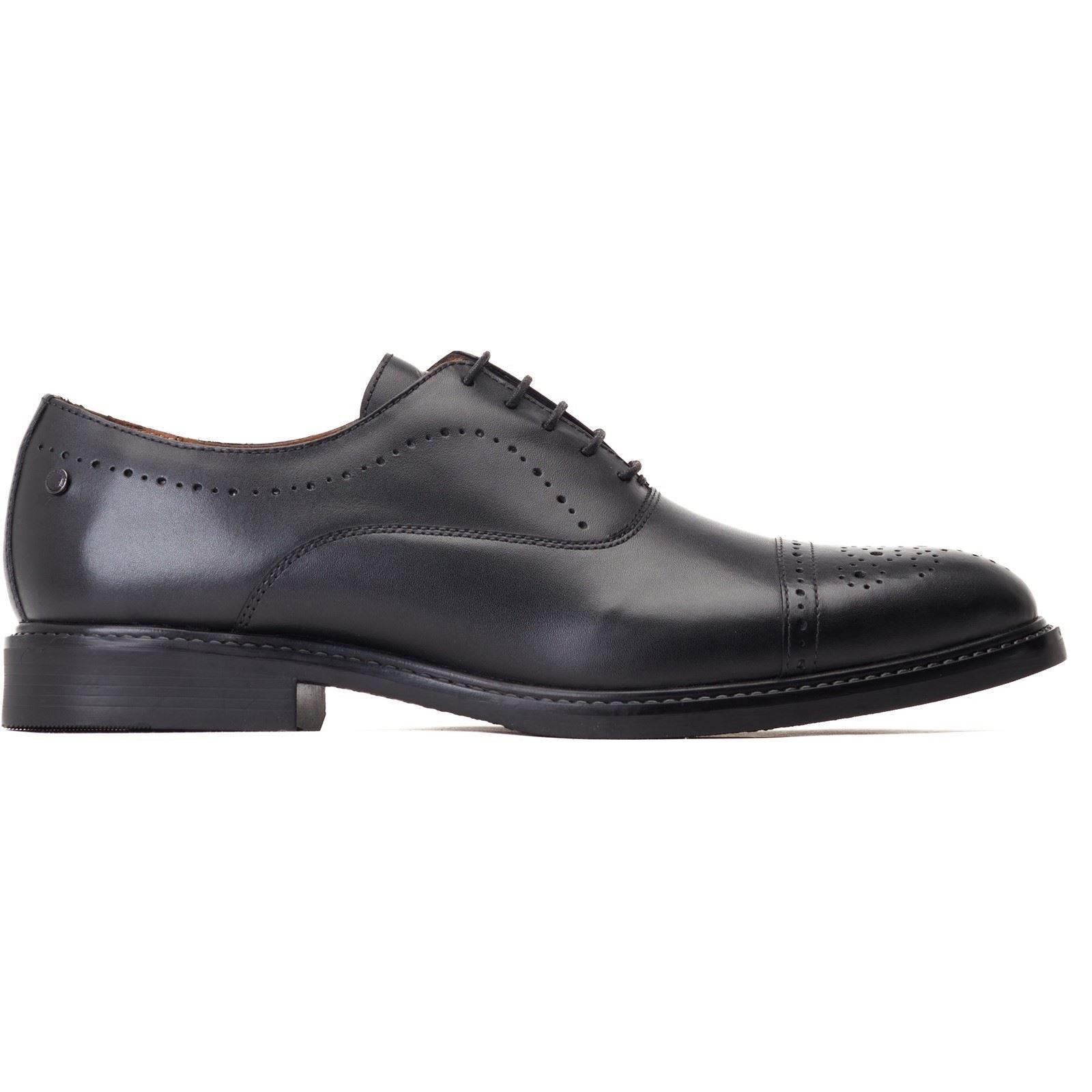 Base London Corbin Chaussures Oxford Noires En Cuir Pour Hommes