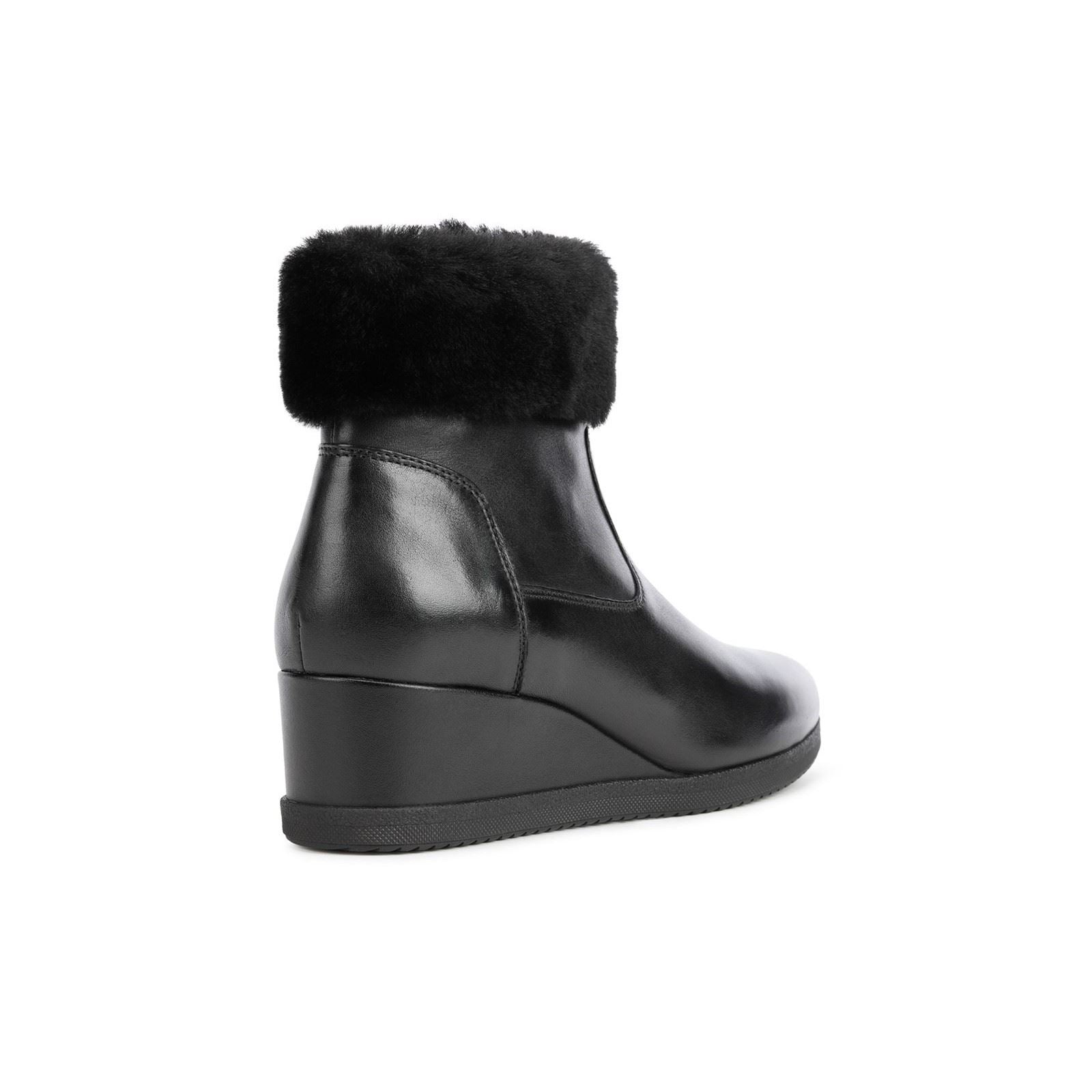 Geox Anylla Bottes Noires En Cuir Nappa Bovin Pour Femme