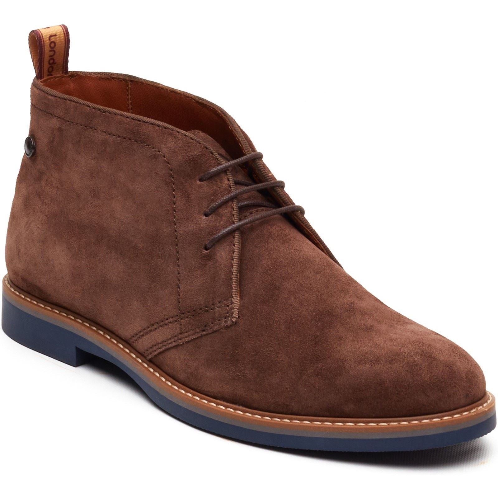 Base London Carlton Chukka Bottes En Cuir Pour Hommes Marron