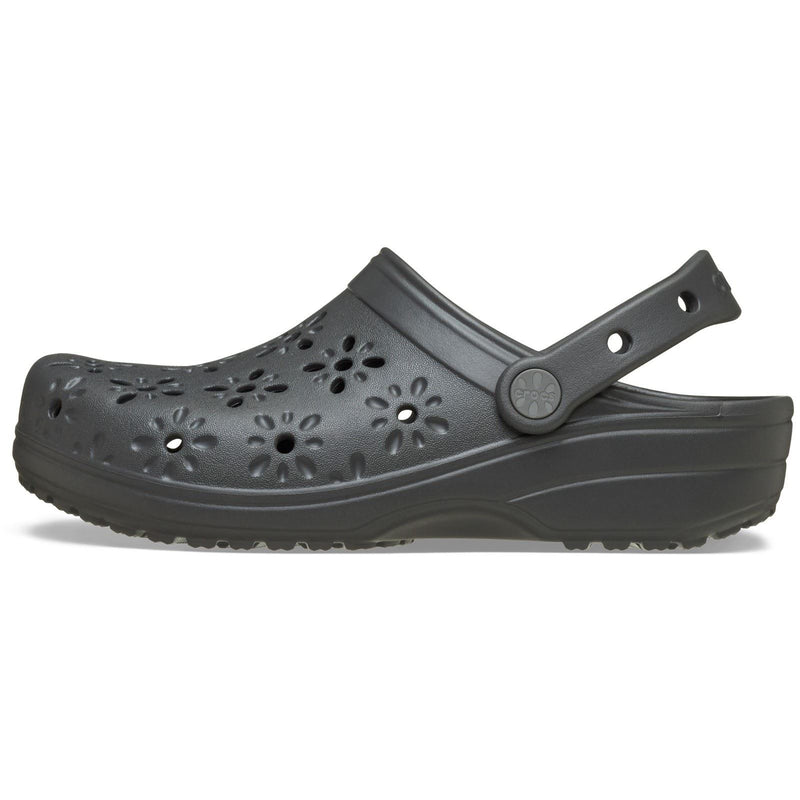 Crocs Classic Floral Cut Out Sabots De Plage Noirs En Thermoplastique