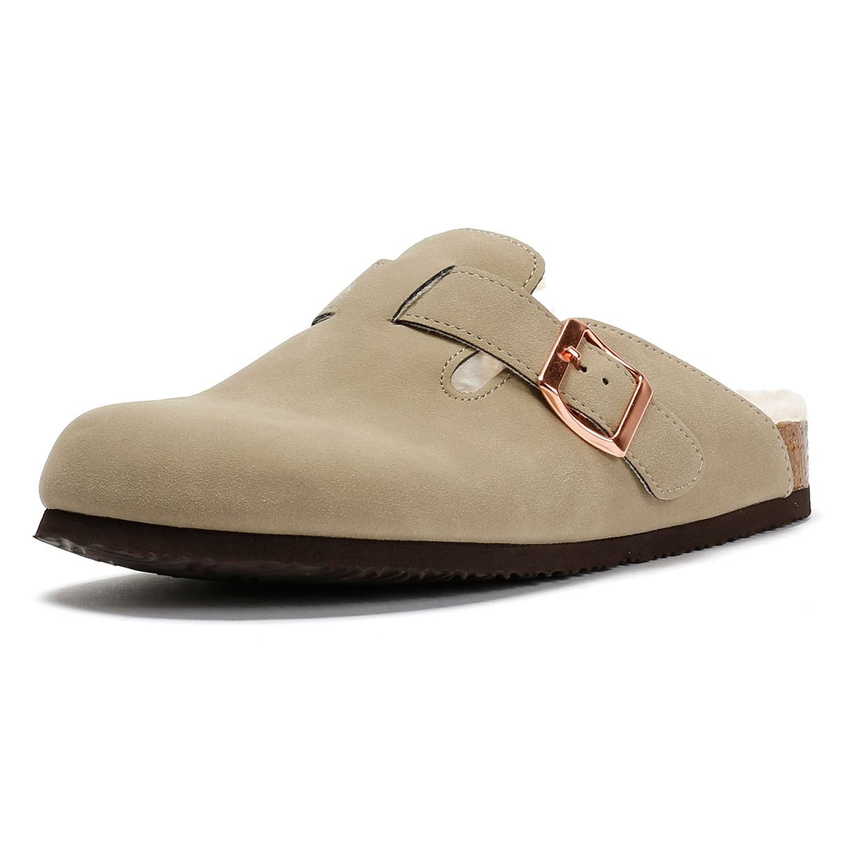 Penguin Poppy Fur Mules Beige Femme Suede