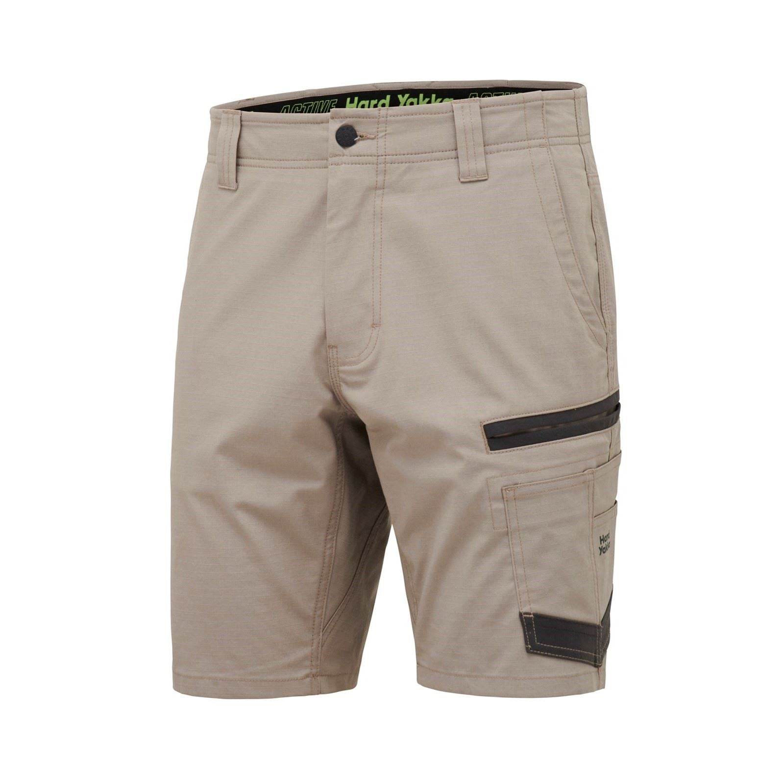 Hard Yakka Raptor Active Shorts En Coton Pour Hommes Couleur Beige Longueur Genoux