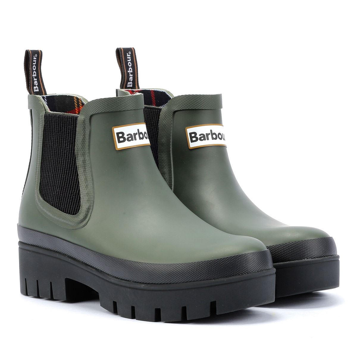 Barbour Halton Bottes En Caoutchouc Vertes Pour Femmes