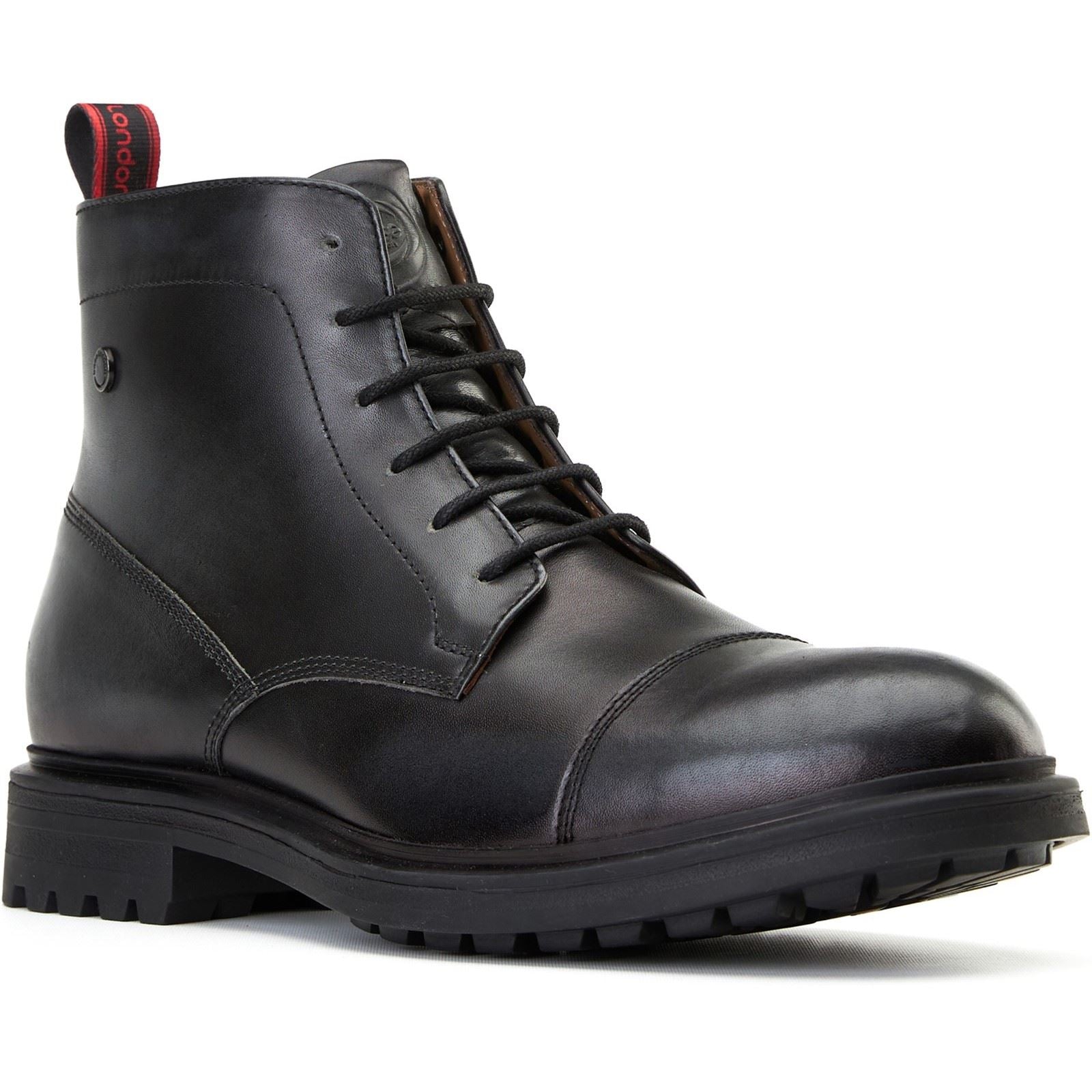Base London Boulton Bottes Noires Pour Hommes En Cuir À La Cheville