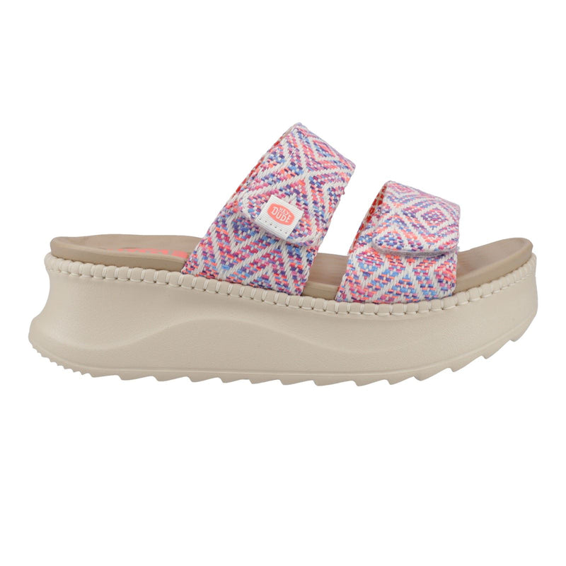 HEYDUDE Delray Slide Surf Baja Sandales Pour Femmes En Mélange De Polyester Bleu/Rose/Multicolore