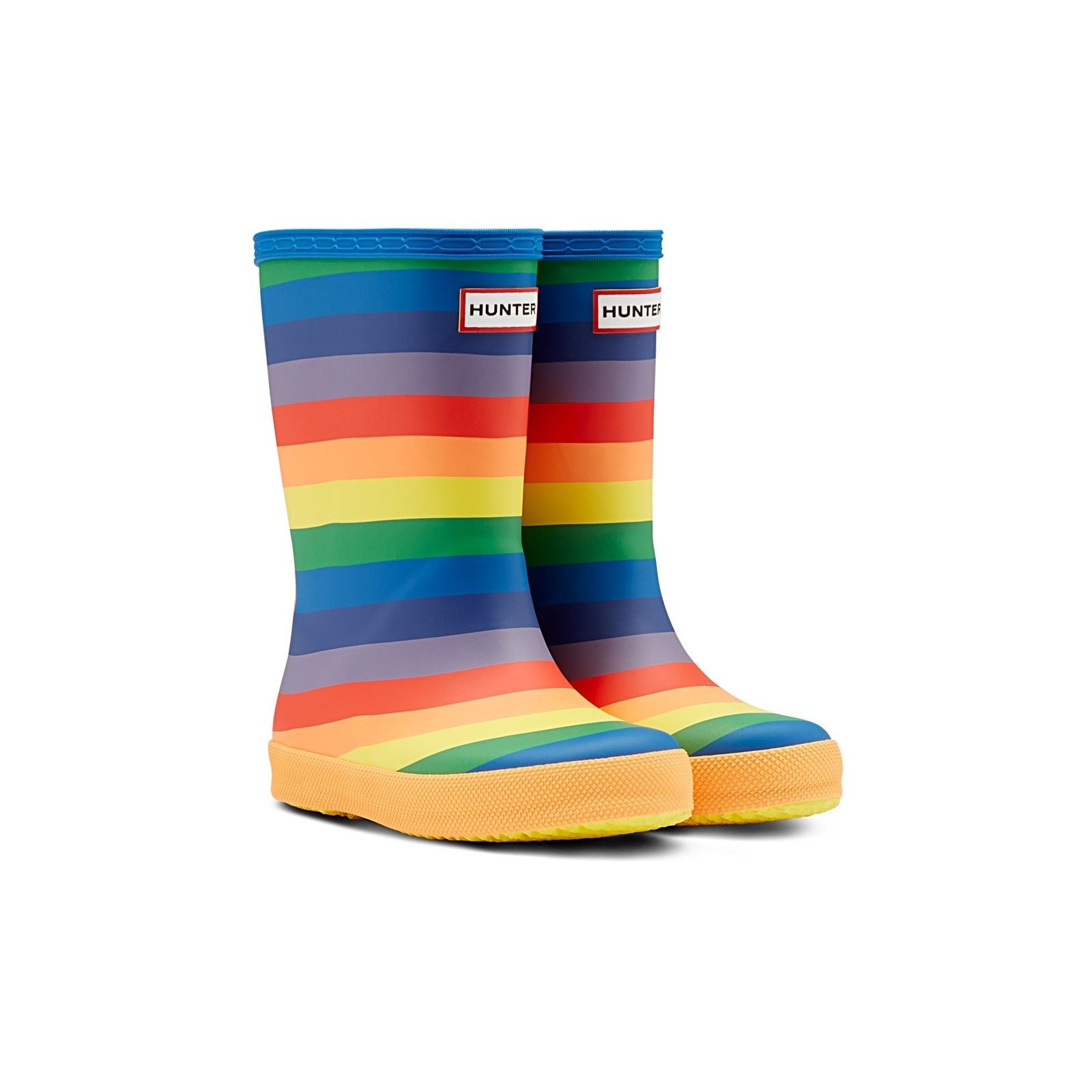 Hunter First Rainbow Print Bottes En Caoutchouc Pour Enfants Unisexe À Rayures Multicolores