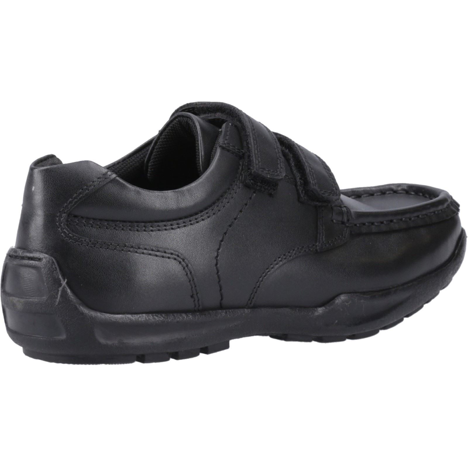 Hush Puppies Maddox Touch Fastening Chaussures Noires Pour Garçons En Cuir.