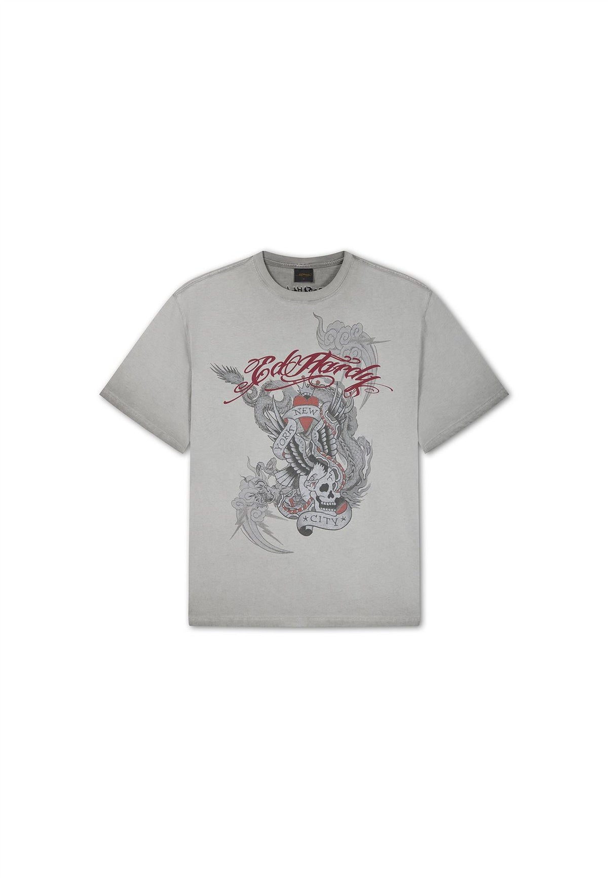 Ed Hardy Oil Wash New York Graphic Relaxed T-Shirts Gris Pour Hommes