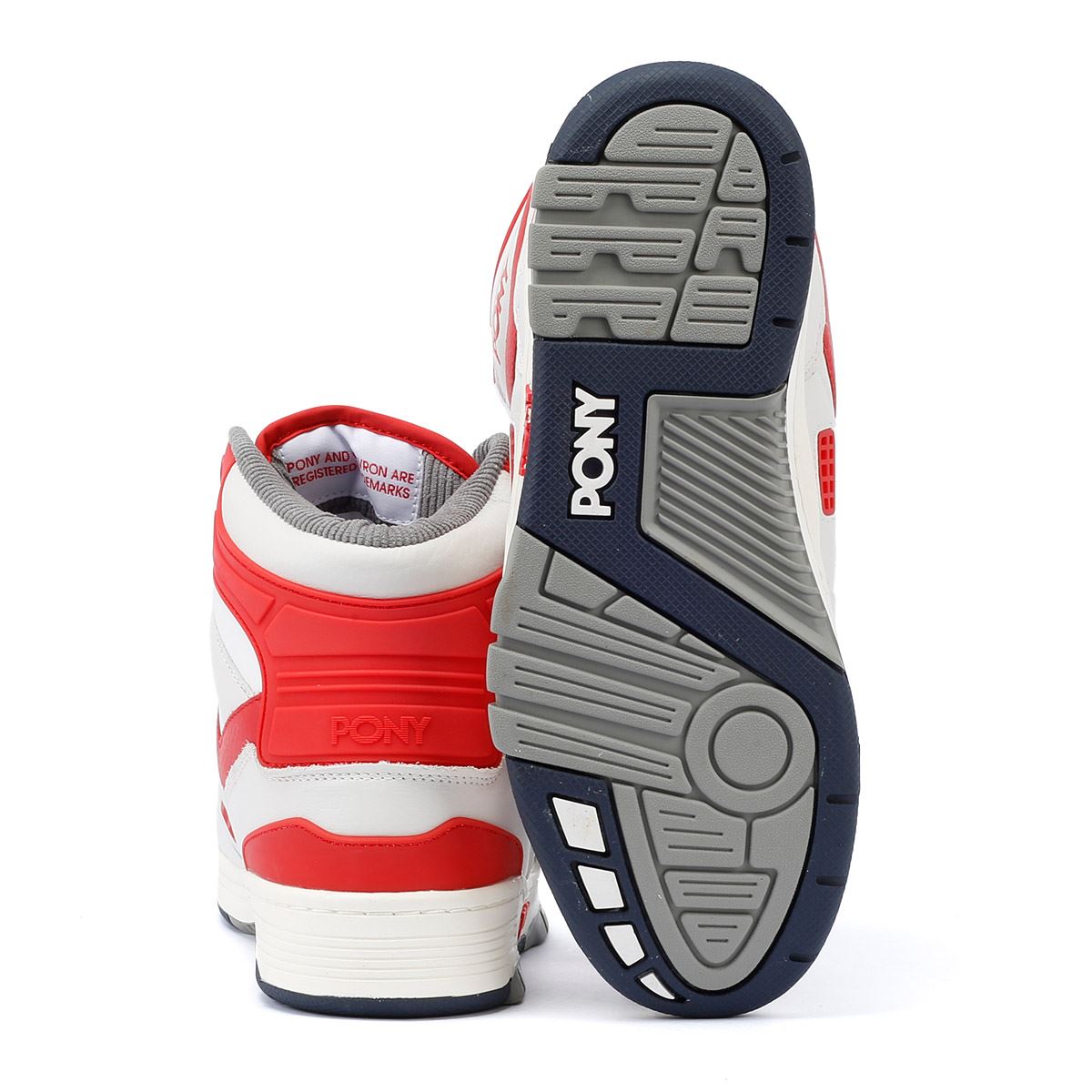 Pony M_100 Des Baskets Blanches/Rouges En Cuir