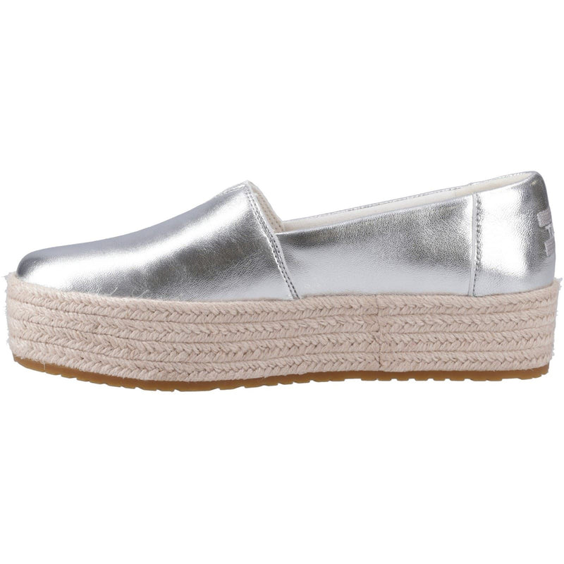 TOMS Valencia Espadrilles En Cuir Pour Femmes, Couleur Argent.