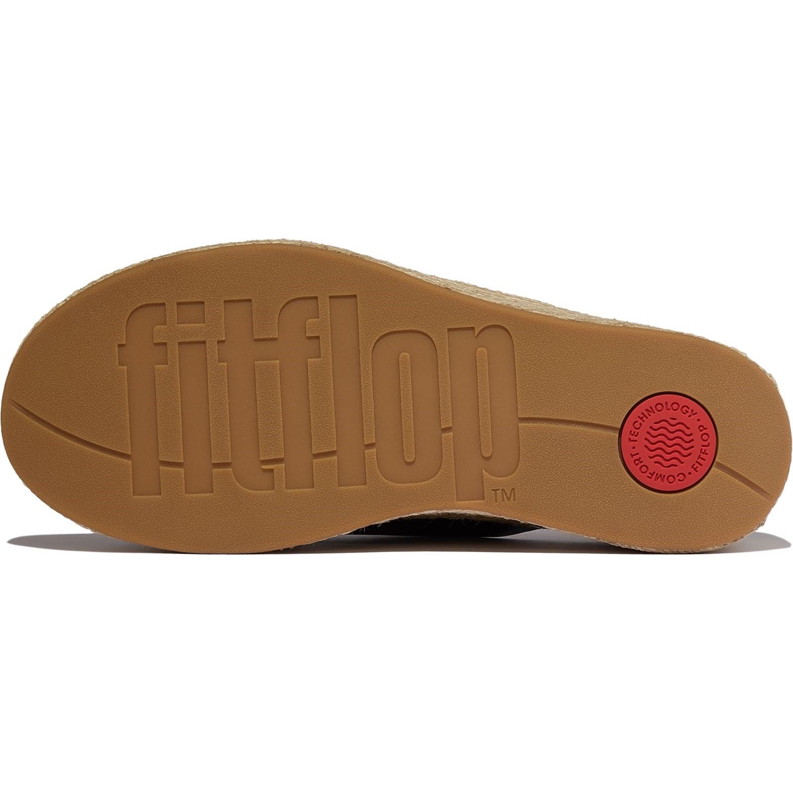 Fitflop Platfforms Sandales Noires En Cuir Pour Femmes