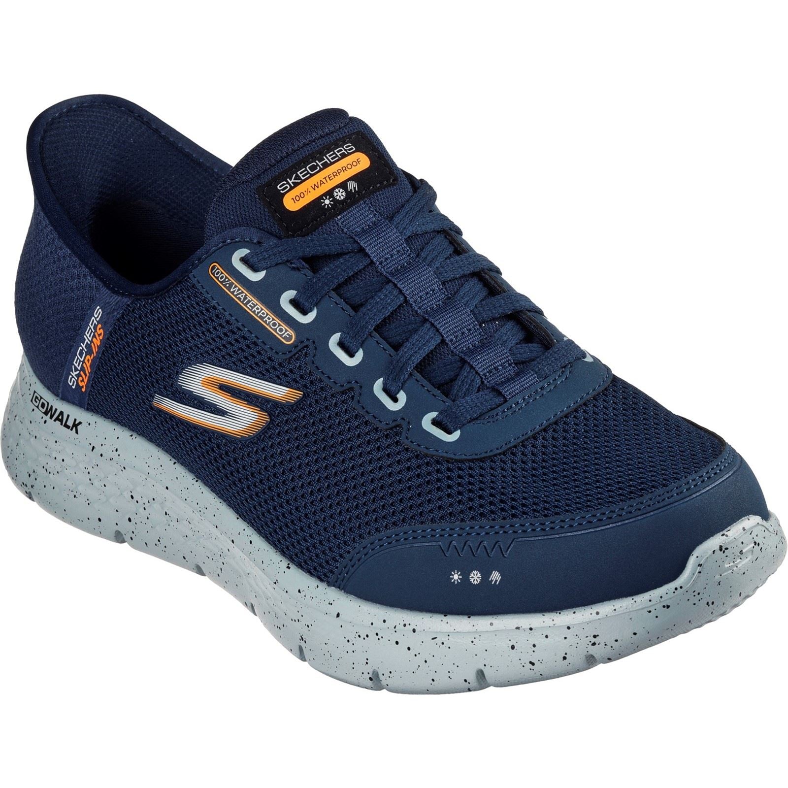 Skechers GO WALK Flex Baskets Homme En Toile Bleu Marine