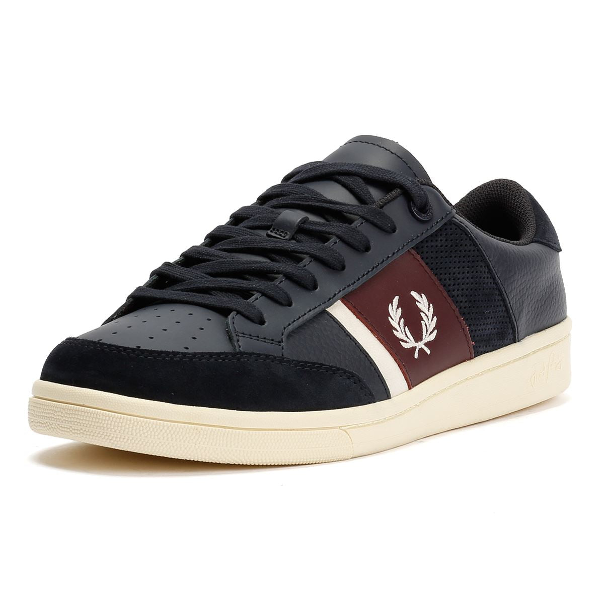 Fred Perry B725 Baskets En Cuir Pour Hommes Bleues