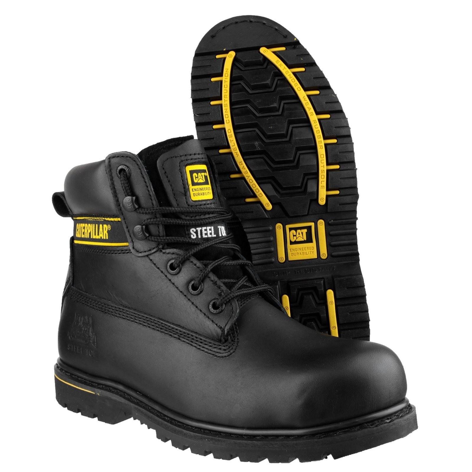 Caterpillar Bottes De Sécurité En Cuir Noir Holton