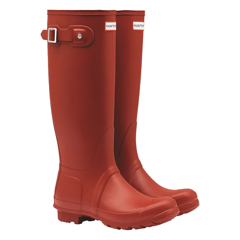 Hunter Original Tall Bottes En Caoutchouc Rouges Pour Femmes Style Militaire.
