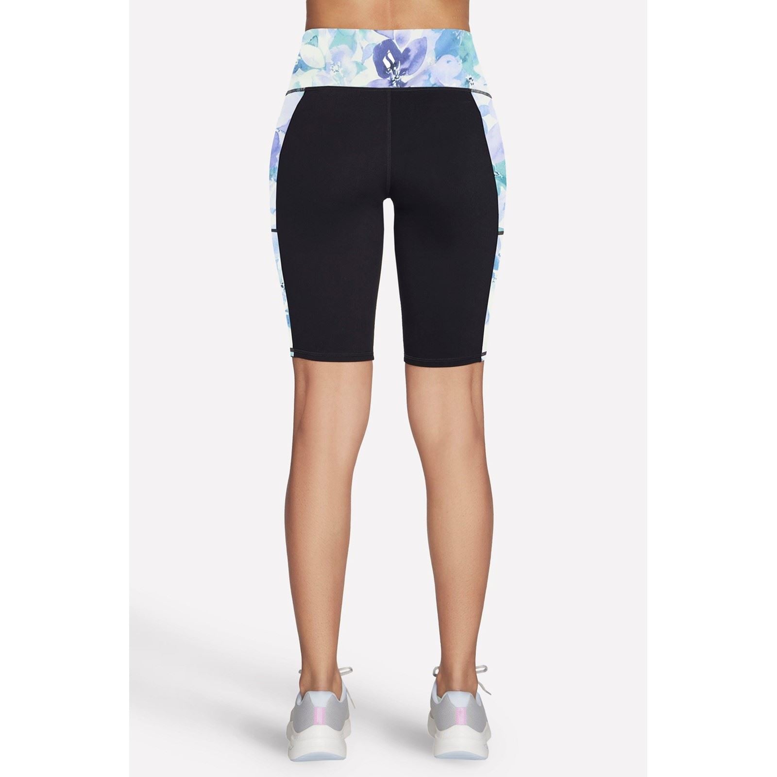 Skechers Performance GoWalk Seascape Floral 10" Bike Short Shorts De Sport Actifs En Nylon Pour Femmes Violets