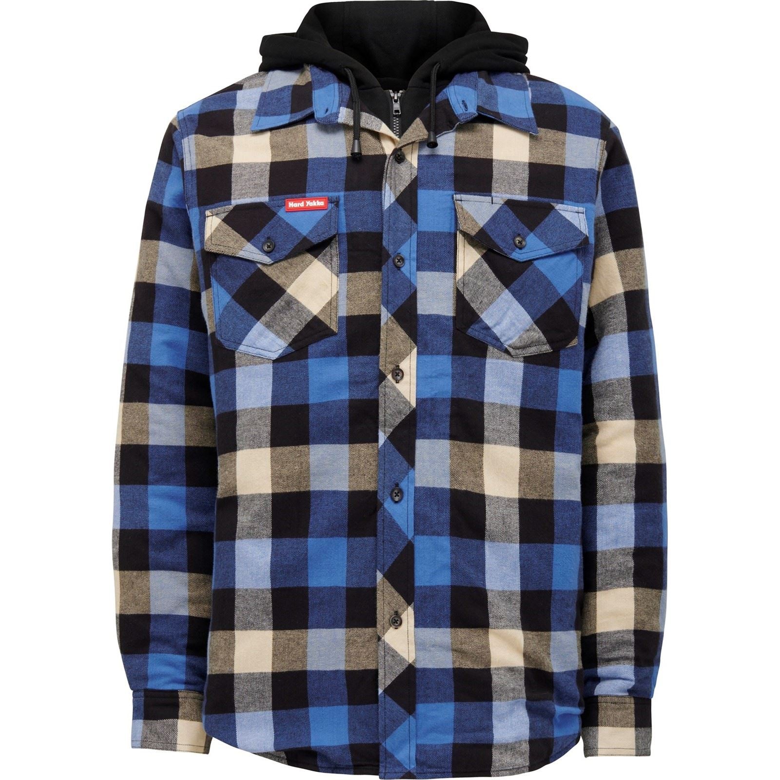 Hard Yakka Quilted Flannel Shacket Veste Chemise Bleue Pour Homme