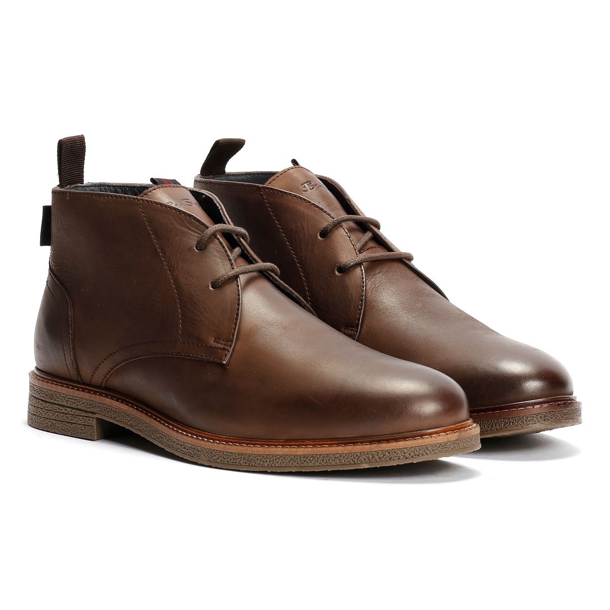 Ben Sherman Walker Chukka Bottes En Cuir Pour Hommes Marron