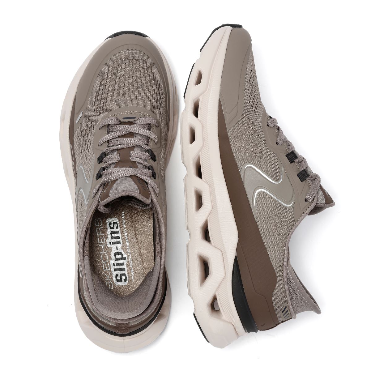 Skechers Slip-Ins Glide Step Altus Baskets Grises En Maille Pour Femmes