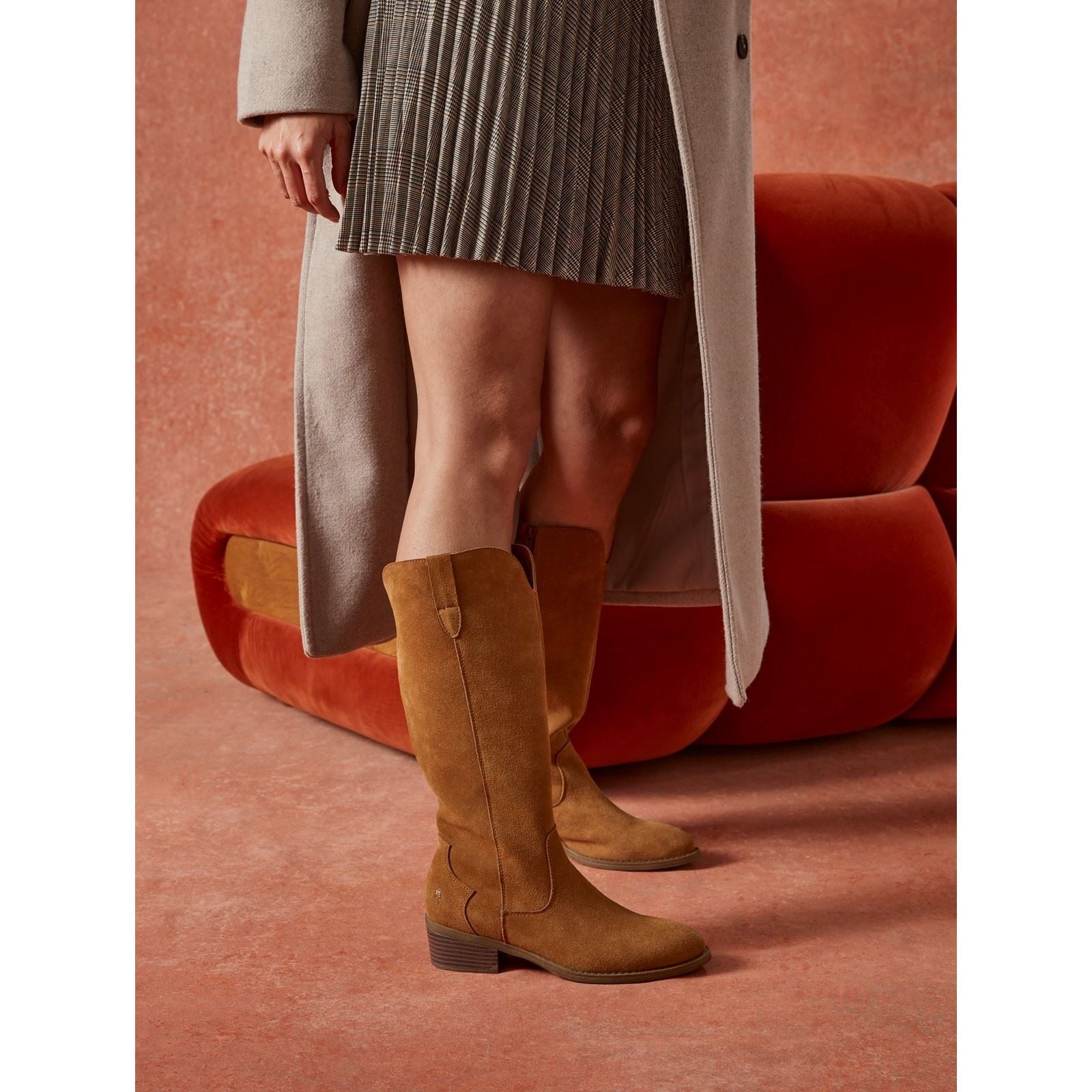 Hush Puppies Isabella Bottes Hautes À Talons Pour Femmes En Daim Couleur Tan
